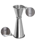 Double Jigger Cocktail Set 1oz/2oz Stainless Steel Barware For Home Bar Use With Clear 3/4oz 1/2oz And 1 1/2oz Markings, 2 Pack