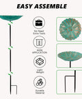 Flower Bird Bath With Metal Stake Set Of Four For Outdoor Gardens A Charming Yard Decor For Bird Lovers Each Bath Measures 7.1 Inches In Diameter And 1.3 Inches Deep With Easy To Install Stakes - close-up showing assembly instructions
