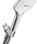 Raindance Select E 5 Inch Handheld Shower Head Set With Rain Air And Whirl Modes Easy Install No Fuss QuickClean hose in chrome finish