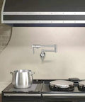 Stainless Steel Pot Filler Faucet Wall Mount Folding Stretchable With Single Hole And Two Handles Rust Resistant SUS 304 Kitchen Tap