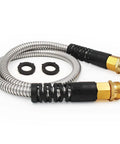 Stainless Steel Garden Hose With Metal Leader, 3 Ft Long, brass fittings, lightweight, heavy duty water pipe, no kink, leak proof