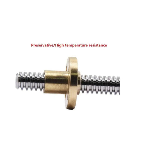 Two Pack 400mm Long 8mm Diameter T8 Lead Screw With Brass Nut For 3D Printer Z Axis 304 Stainless Steel Threaded Rod 2mm Pitch Mounting Holes