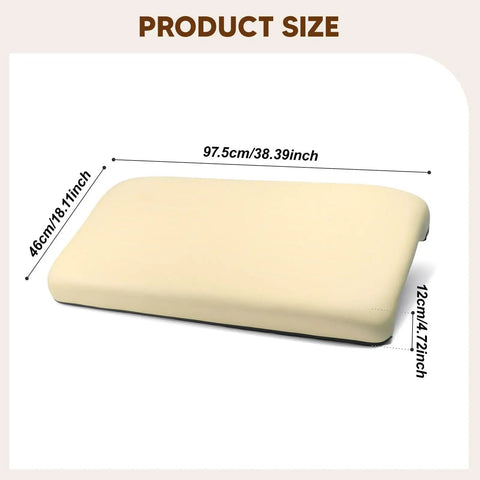 Golf Cart Seat Cushion Replacement Assembly With Screw Included Easy Install For Maintenance Travel Events And Outdoor Rides 38.39 Inch By 18.11 Inch Seat Bottom Cushion For A Comfy All Day Ride. Dimensions and size display of yellow PU seat cushion.