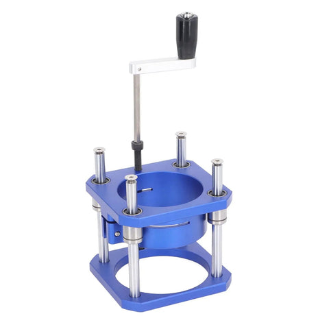 Top Shelf Aluminum Router Lift System With Smooth Dial Adjustment Handle And Rock Solid Build For 64 To 65Mm Routers, blue lift design.