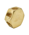 3/8 Inch Brass Round Manifold With Five 3/8 NPT Female Outlets And One Inlet Flat Hex Brass Block For Pneumatic Systems