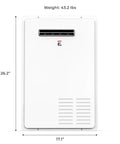 Heavy Duty Outdoor Natural Gas Tankless Water Heater Serving Up 7.0 Gpm Of Rock Solid Hot Water With 180000 Btu, front view, 26.2" x 17.1" size.