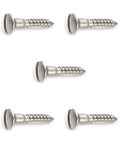 Built Tough Size 8 By 2 Inch Oval Head Wood Screws Slotted Stainless Steel Fasteners showing five screws, suitable for construction and repairs.