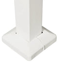 Base detail of Adjustable Three Foot Steel Step Handrail For Outdoor Stairs Compatible With Two Or Three Steps, sturdy white design.