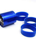 Turbo Air Intake Booster With Dual Turbine Design, Gas Saver Fan, shown with blue silicone hose adapters