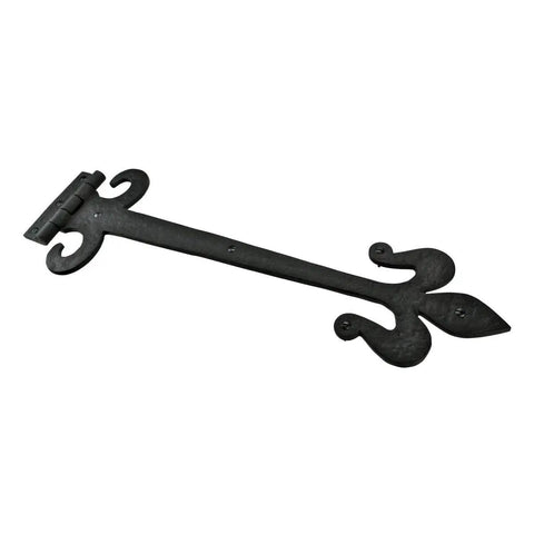 18 Inch Black Wrought Iron Fleur De Lis Strap Hinge Set Flush Mount Heavy Duty Gate And Door Hinges With Hardware Indoor Outdoor Use Pack Of 2 Built Tough For Exterior Or Interior Doors