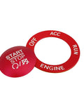 Red Aluminum Push Start Button Cover Trim For 2015 Through 2021 Challenger RAM 1500 Charger Dodge Vehicles Fits Perfectly And Upgrades Your Ignition Button With A Dope Durable Alloy Finish And Bold Style, red CNC alloy ring and cap set