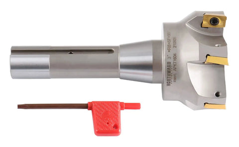 3 Inch Cutting Diameter Indexable End Mill With 6 APKT1604 Carbide Inserts 90 Degree Right Hand Cut R8 Shank Six And A Quarter Inch Overall Length Pro Grade Tough As Nails No Coolant Through
