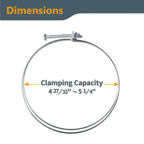 5 Inch Double Wire Hose Clamp Pack Of 10 With Bolt Adjustable Dust Collection Hose Clamp For Dryer Vent HVAC Air And Spiral Vacuum Hoses Zinc Coated Rubber And PVC Durable Clamp Set