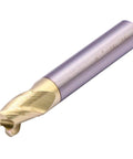 End mill, solid carbide with ZRN coating, 5/16 in cutting diameter, 2 in overall length, gold-fluted cutting head and silver shank