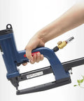 Pneumatic Carton Sealing And Side Stapler For Corrugated Boxes Air Sealer Nailer Gun SP50-10B Lightweight Yet Durable Box Packing Tool With 3.9 KG/CM2 Working Pressure Great For Fast Pro-Grade Packaging, blue metal hand-held
