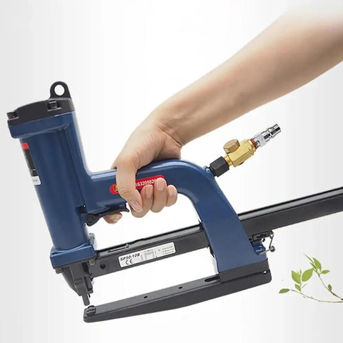 Pneumatic Carton Sealing And Side Stapler For Corrugated Boxes Air Sealer Nailer Gun SP50-10B Lightweight Yet Durable Box Packing Tool With 3.9 KG/CM2 Working Pressure Great For Fast Pro-Grade Packaging, blue metal hand-held
