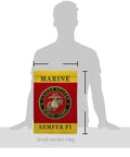 Semper Fi Two Sided Garden Flag For Lawn And House Decor 13 By 18.5 Inches Weatherproof Polyester Banner For Marine Corps Veterans Made In USA Two Sided Print Fade Resistant shown with dimensions