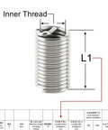 100 Piece M7x1 Wire Thread Inserts Kit For Thread Repair Self Tapping Sleeves Assortment To Reinforce Damaged Threads In Lightweight Metals Fast Install And Easy Disassembly For Longer Life Pro Grade Build, stainless steel insert with L1 measurement