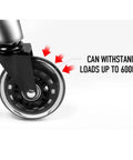 Heavy Duty Office Chair Caster Wheels 3 Inch Swivel Rubber Casters showing durable wheel design, can withstand loads up to 600 lb.