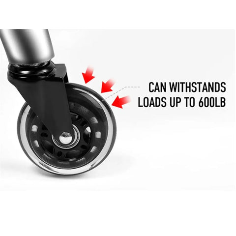 Heavy Duty Office Chair Caster Wheels 3 Inch Swivel Rubber Casters showing durable wheel design, can withstand loads up to 600 lb.