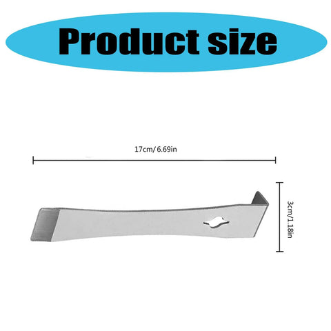 Dimensions of Beefy Stainless Steel Crowbars Set With Flat Head Pry Bars And Scrapers, showing length 17cm and width 3cm.