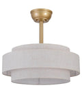 XINGSIYUELYX Ceiling Fan with Light in gold finish, featuring a two-tier white fabric shade, perfect for modern lighting.