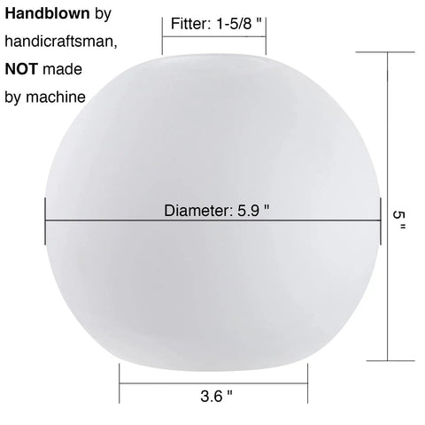 Handblown Three Pack Frosted Opal White Glass Globes Replacement For Light Fixtures 5.9 Inch Diameter 5 Inch Tall