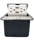 Hidden Pop Up Countertop And Floor Outlet With USB Sockets, Waterproof 20A Receptacle In Stainless Steel Box With Silver Cover