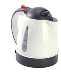 Heavy Duty 24V Electric Kettle For Trucks Built Like A Tank With Auto Shut Off 1 Liter Portable Water Heater side view, white and gray finish.