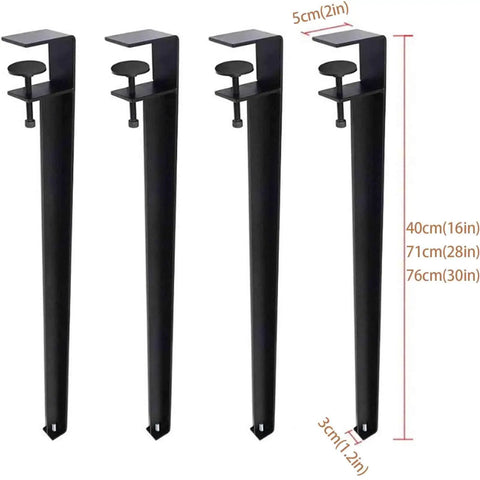 Sleek F Shape Metal Table Legs Set Of Four With Quick Install And Zero Drill Hassle For Modern Diy Dining Coffee Console Tables Featuring Rock Solid Build And Slick Rubber Bumper Padding - showing measurements and details.