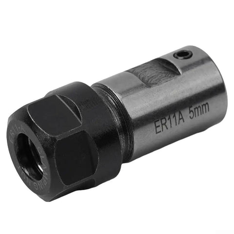 Heavy Duty ER Collet Chuck Motor Shaft Extension Rod With Balanced Steel Construction For Stable Deep Hole CNC Milling And Precise Tool Holder Fitment On Versatile Workpieces Using E Series Collets, close-up view of ER11 tool holder.