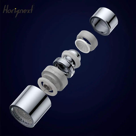 Exploded view of Kitchen Faucet Aerator With 360 Degree Swivel Sprayer Attachment Dual Flow No Splash Chrome Nozzle components