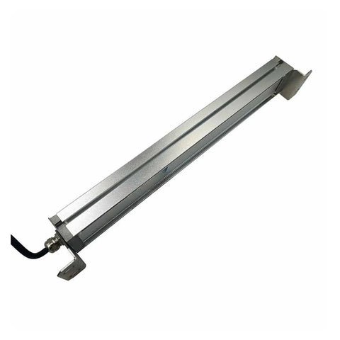 Badass 50W LED Industrial Work Lamp With 24V DC Power For CNC Machinery No Sweat Bench Mount featuring a sleek aluminum design.