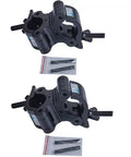 Beefy 2 Inch Aluminum Swivel Truss Clamp With Dual Mount Fits 1.5 To 2 Inch Tubes, 1102 Lb Safe Working Load, TÜV Certified, The Workhorse For Stage Lighting Rigging And Event Setups shown with mounting hardware