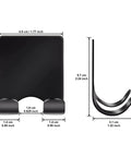 Dimensions of Razor Holder And 304 Stainless Shower Hooks Set Heavy Duty Adhesive Wall Mounts Matte Black on white background