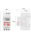 Programmable Digital Timer Switch 85 To 265V 30A With LCD Countdown Display, 24 Hours 7 Days Scheduling, front and side view