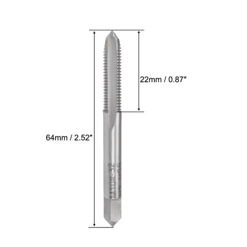 10 32 UNF Thread Tap High Speed Steel H2 Class Five Piece Set precise measurements 22mm and 64mm for threading