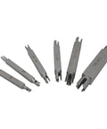 Super Cool 6 Piece Broken Tap Extractor Set With Double Ended Hex Screw Remove Tools Made From Tough Alloy Steel Thread Repair Kit For Damaged Taps In Silver Finish Sizes 4Mm To 12Mm, six tools laid out