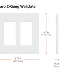 Two-Gang Decorator Rocker Wall Plate Gloss White 4-Pack Snap-On Flush Mount Screwless Look For Dimmers Switches And Accessories