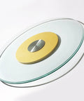 Clear Tempered Glass 360 Degree Rotating Turntable Serving Tray with gold center, 100cm size, side view