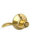 F40 V ACC 605 Accent Door Lever With Bed And Bath Privacy Lock In Bright Brass Easy Install With Self Aligning Screws