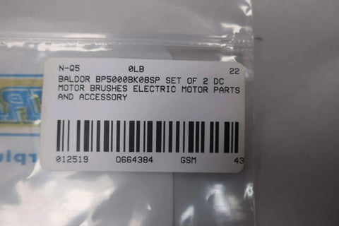 Set of 2 DC motor brushes BP5000BK08SP D664384 replacement pack packaging with label close-up