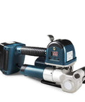 Heavy Duty Electric Strapping Machine With One Hand Auto Welding And Cutting, Smooth Adjustable 60 To 5000N Tension For 1 To 19 Mm Pp Pet Straps, Includes Dual 4000Mah Batteries For No Sweat Securing, close-up view.
