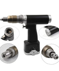 Killer Performance Veterinary Orthopedic Drill And Saw Attachment Featuring Hella Accurate Micro Mechanics Durable Sterilizable Build Top Shelf Reliability For Modern Clinics with detailed view of handle and attachment heads.