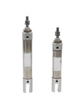 Pneumatic Cylinder Double Clevis With Pins Mini Air Cylinder Single Rod 10mm And 16mm Bore 5 To 200mm Stroke CJ2D Series Compact Industrial Cylinder Built Tough For Easy Automation And Smooth Linear Motion, shown in two sizes