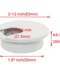 Four Pack 2 Inch Desk Grommet Hole Covers For Office And PC Desk Cable Management White Plastic Cord Organizer Grommets 50mm Hole Inserts Durable ABS Quality, white ABS cover dimensions labeled