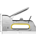 Heavy Duty Industrial Loading Machine Stapler With Adjustable Lever And Push Button Slot For Office Papers Magazines Nails And Hardware Fasteners side view with dimensions 176mm x 80mm.