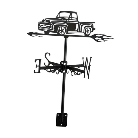 Black Metal Pickup Truck Weathervane Ornament For Outdoor Yard Decor Wind Direction Indicator For Garden Patio Or Courtyard Fence Easy Install Durable Iron Craft