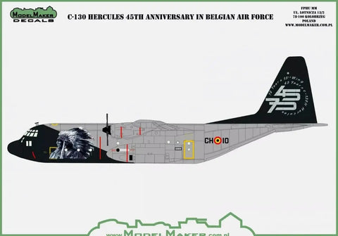 C130 Hercules 1 To 144 Scale Decal For Belgian Air Force 45th Wing D144156, side view of decal design on aircraft