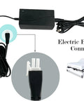 Adjustable Bed Power Supply Adapter Replacement Cord Kit For Ergo Extend Sealy Ease Serta New Gen Electric Beds 110 To 240V AC Input To DC 29V 2A Output With Safety Overload Protection shown with connectors and an electric bed.